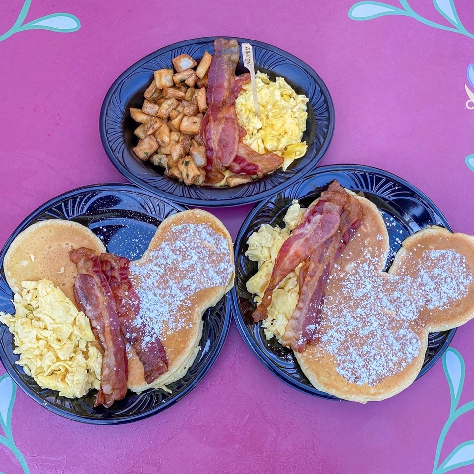 Mickey Shaped Pancake Breakfast at Red Rose Taverne - Food at Disneyland